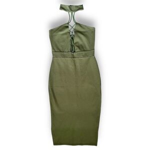 Fashion Nova Omnia Halter Criss-Cross Midi Dress